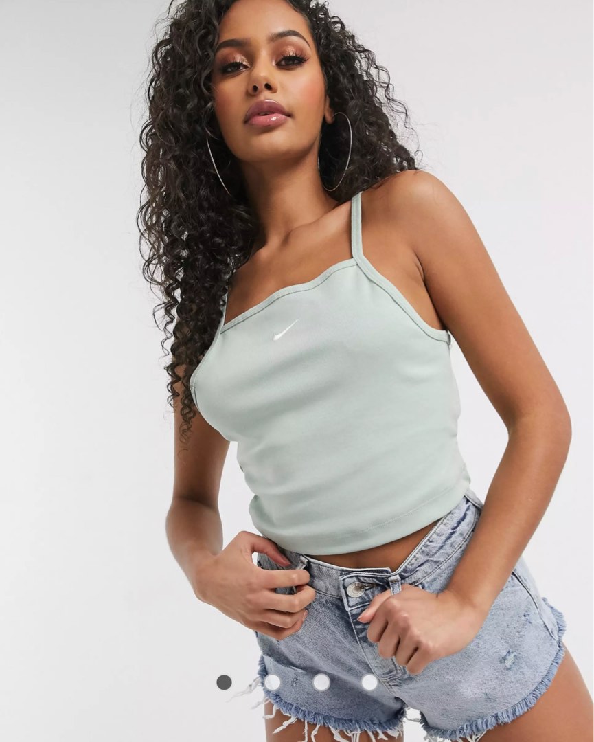 NIKE high neck vest crop top (mint green), Women's Fashion, Tops