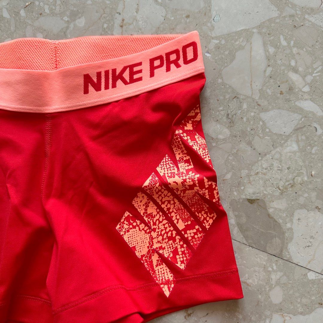 Red nike pro compression shorts top