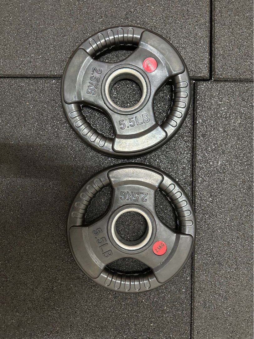 Olympic Rubber Weight Plate Set (2 x 2.5kg), Sports Equipment, Exercise