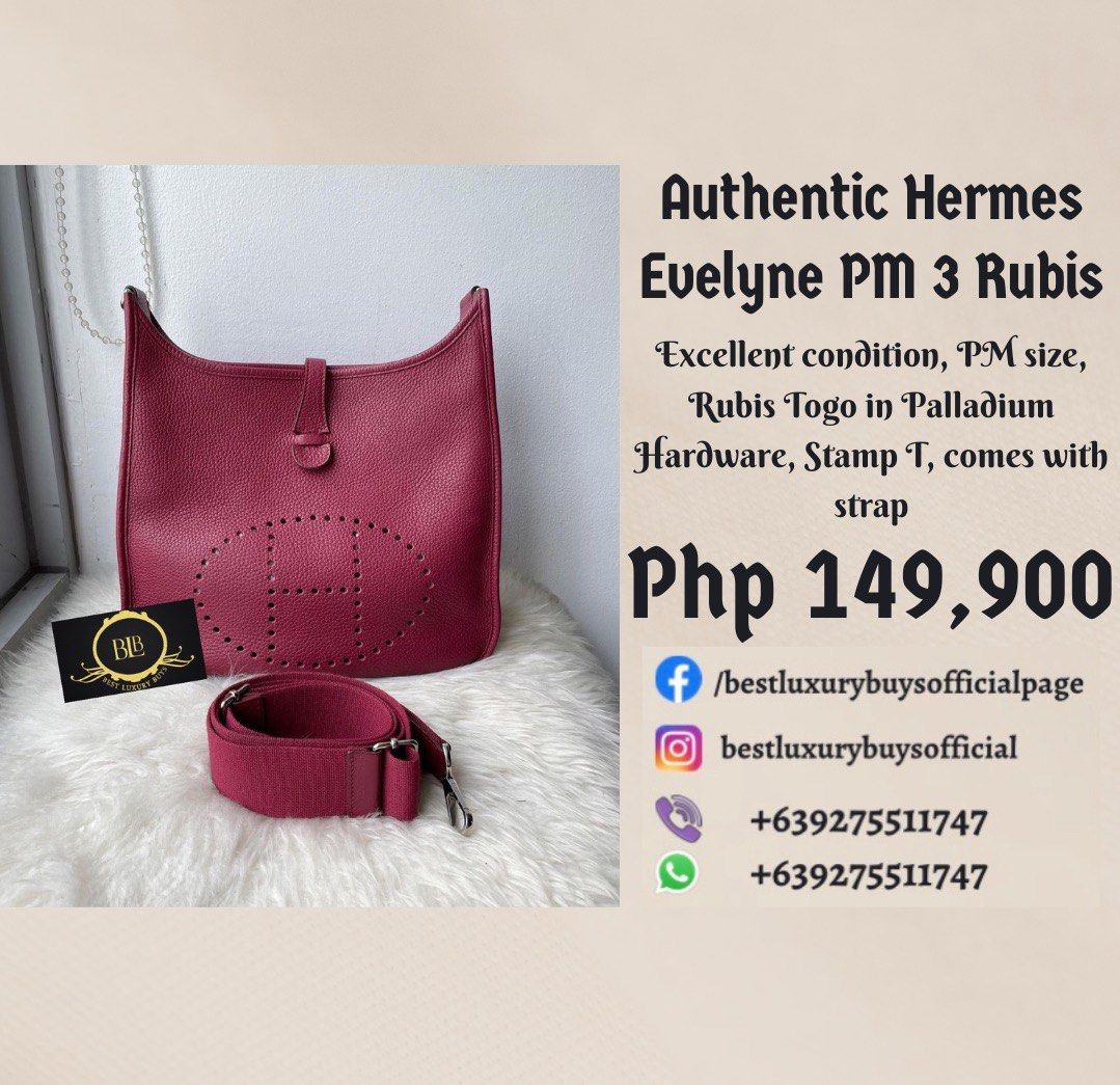 Onhand Authentic Hermes Evelyne Evelyn PM 3 PM3 Sling Crossbody Messenger Bag Luxury Bags Wallets on Carousell