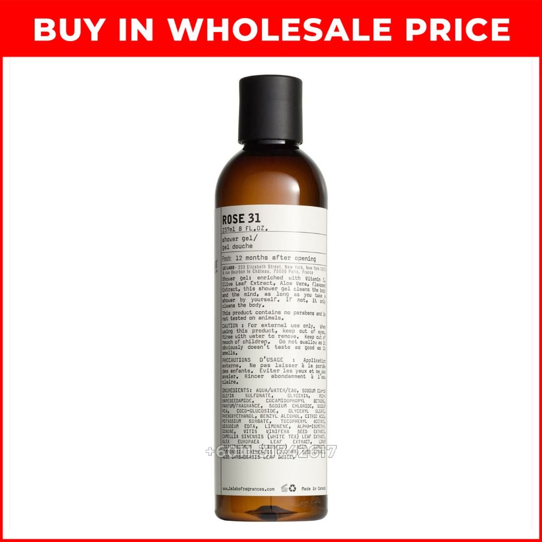 [ORIGINAL] LE LABO ROSE 31 SHOWER GEL 237ML WITH PAPER BAG, Beauty