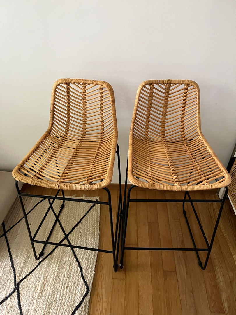 Castlery Hagen Rattan Counter Bar Stool, Furniture & Home Living