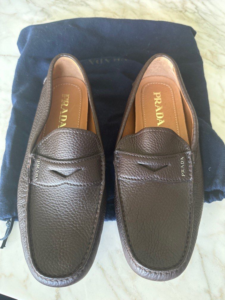 Prada mens brown slip on loafers UK 7, Luxury, Sneakers & Footwear on  Carousell