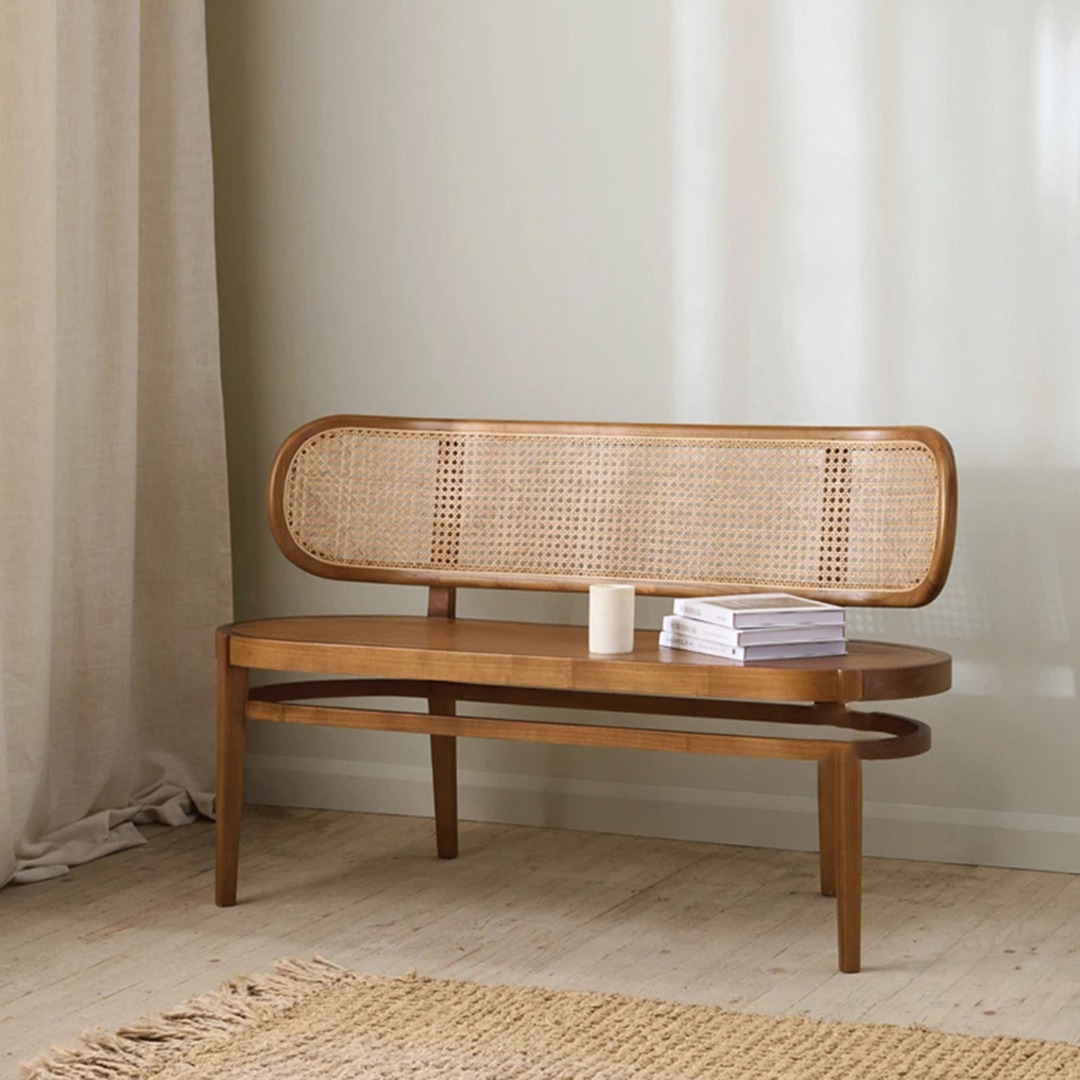 Presenthem Contemporary Solid Wood Bamboo Mesh Bench for Versatile ...