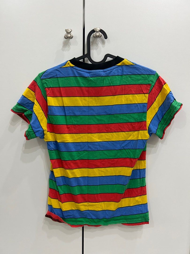 Rainbow striped ringer tee clearance