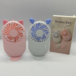 Rechargeable Mini Fan - Kitty Pink & Blue Deer Pocket fan Hand-Held Portable bladeless fan usb leaf mini fan handy fan charging fan