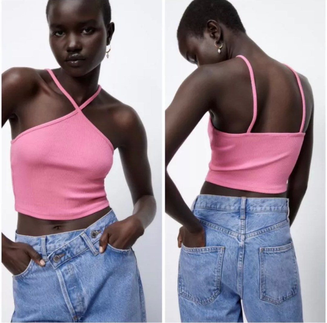 ribbed halter neck top