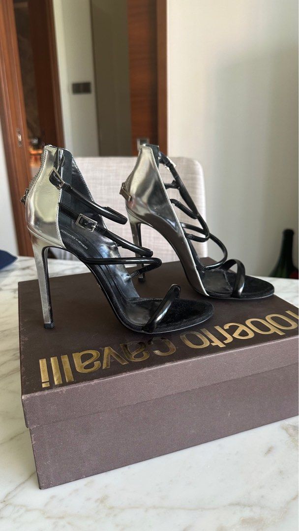 Roberto Cavalli silver heels EU37