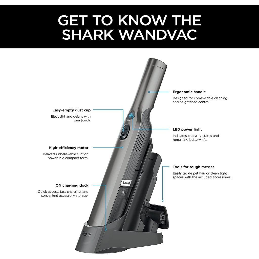 Shark W1 WANDVAC Handheld Vacuum Lightweight with Powerful Suction, TV