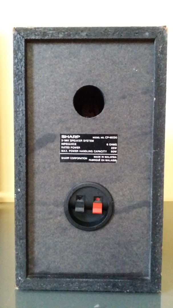 SHARP MODEL NO. CP-MX30 2-WAY SPEAKER SYSTEM IMPEDANCE 6OHMS RATED ...
