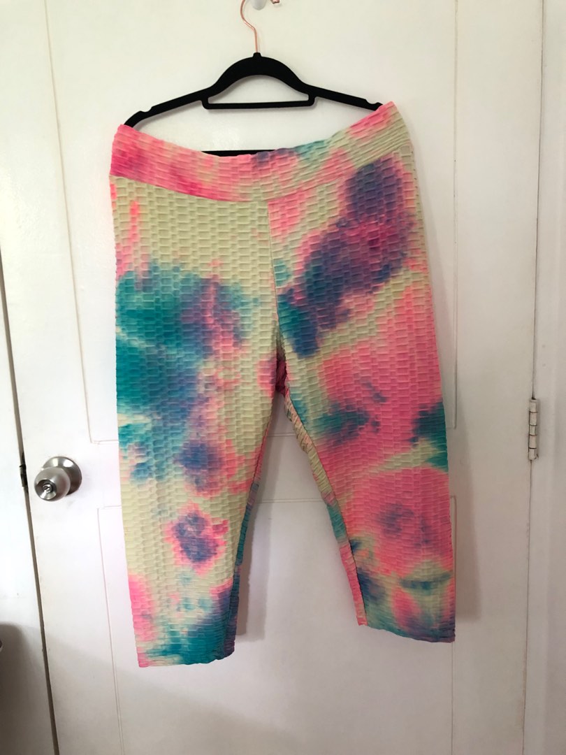 Shein Curve Rainbow Tie Dye Yoga Pants, Women's Fashion, Bottoms, Other  Bottoms on Carousell