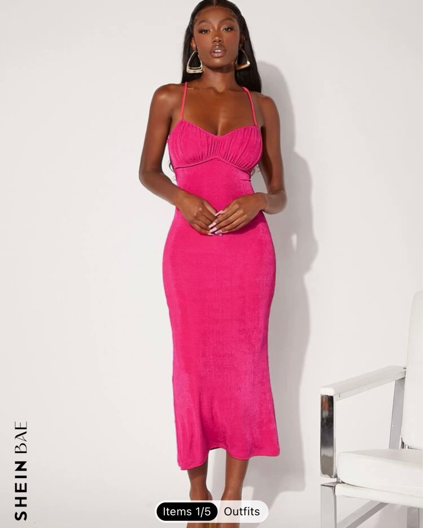 SHEIN PINK MAXI DRESS on Carousell