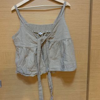 Shimadoya 綁帶背心 米咖色