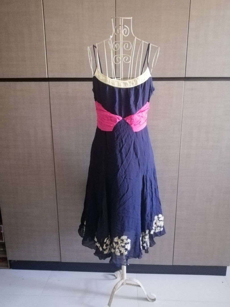 faux silk tie strap midi dress