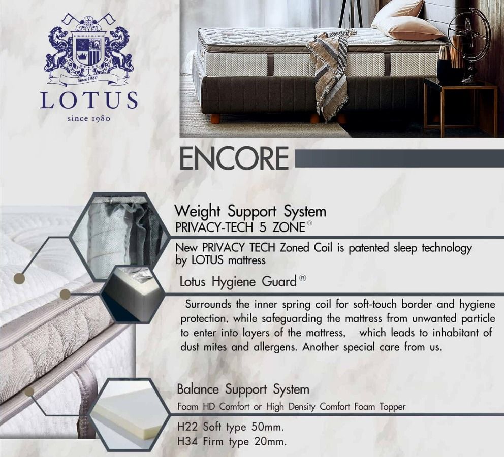 Single bed frame and Lotus Encore mattress, Furniture & Home Living
