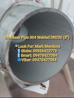Stainless Pipe 304 Welded 8" (Cut Size Available)