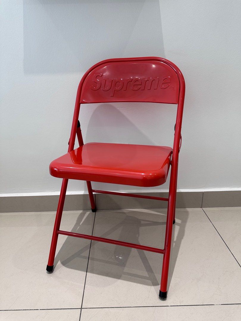 Supreme Metal Folding Chair (Red), Hobbies & Toys, Collectibles ...