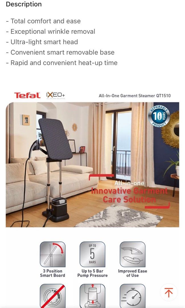 Tefal IXEO Garment Steamer QT1510, TV & Home Appliances, Irons