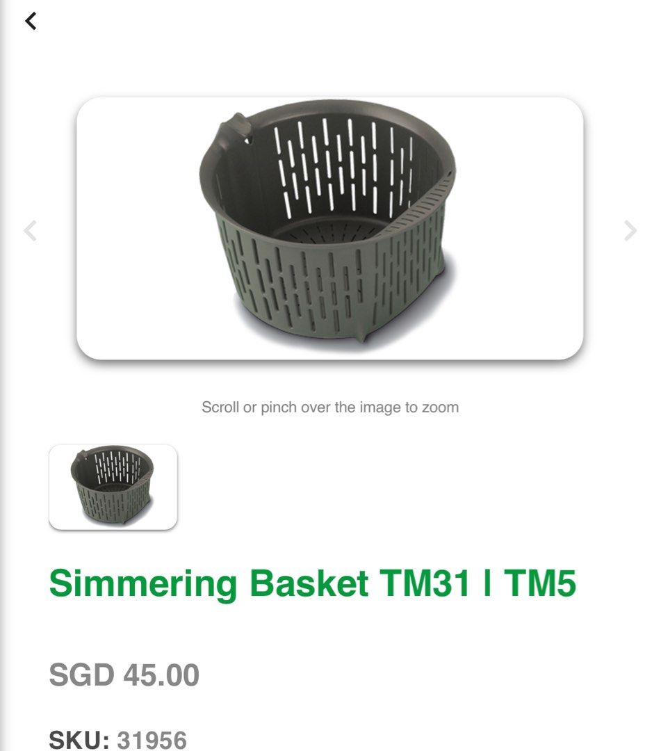Thermomix Tm5/tm6/tm31 Simmering Basket, TV & Home Appliances, Other