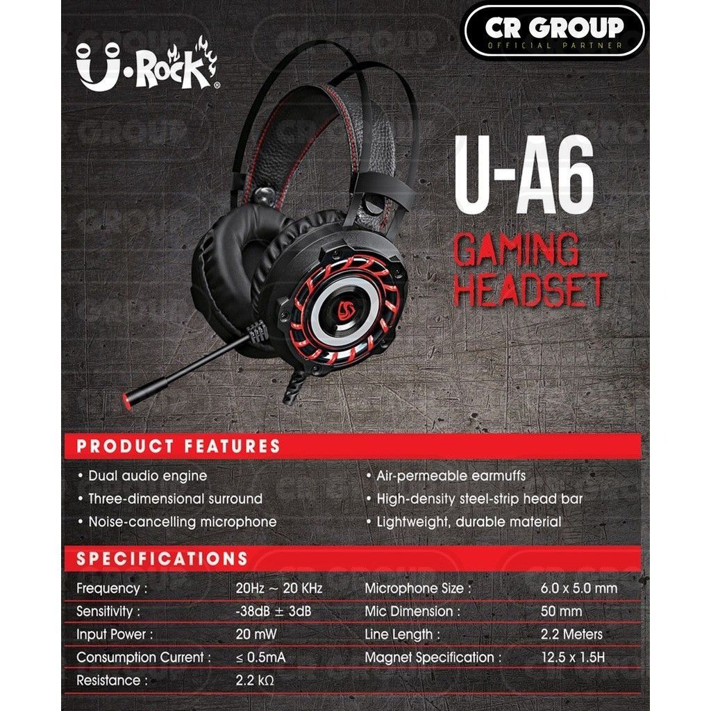 U Rock U A6 Gaming Headset 3D Surround with Noise Cancelling