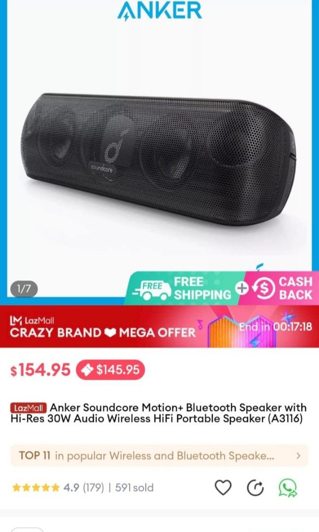 (Used) Anker Soundcore Motion Plus (+), Audio, Soundbars, Speakers ...