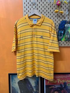 Vintage Adidas 愛迪達黃色條紋Polo衫(古著)