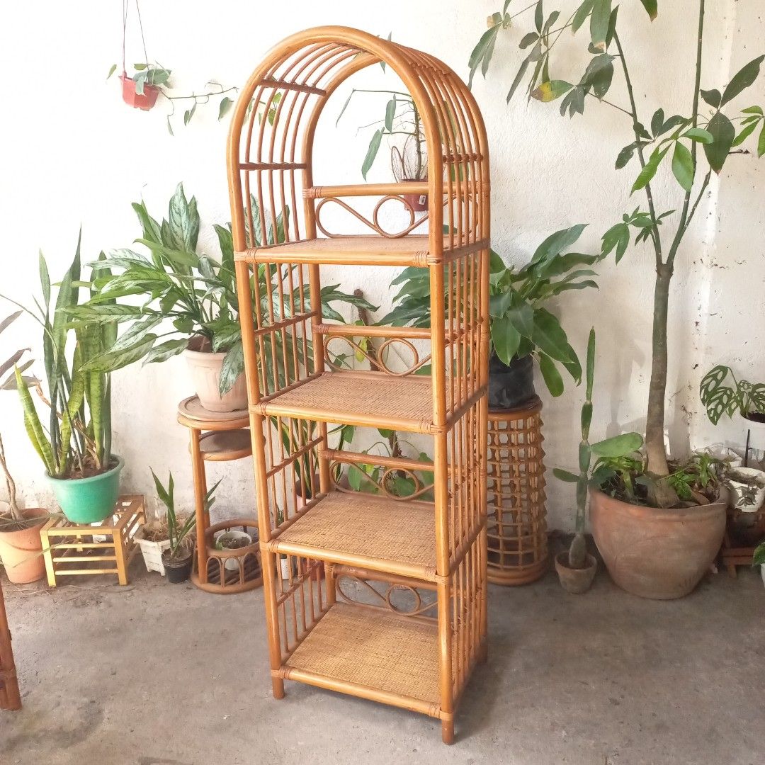 Vintage arc rattan shelf on Carousell