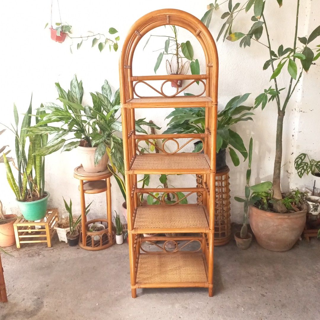 Vintage arc rattan shelf on Carousell
