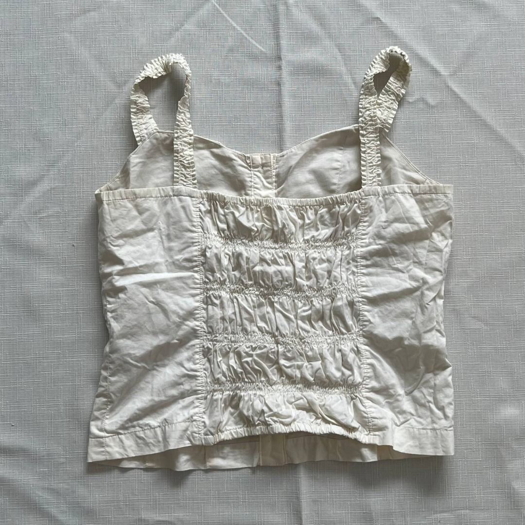 Vintage Cream Corset (Category: Sleeveless) located in Quezon City. Submitted by mccev (Listing ID 1234585571, Image 3). Description: Fits XS-M Minor stain in front, barely seen Stretchy back.
