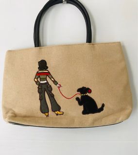 Vintage Dog on leash Handbag
