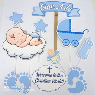 Cute Teddy Welcome Baby Boy Cake Topper Welcome Baby - Pack Of 12 – Theme  My Party