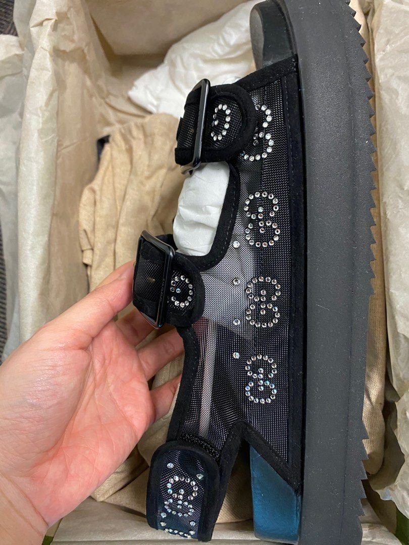 Gucci rubber on sale sandal with crystals