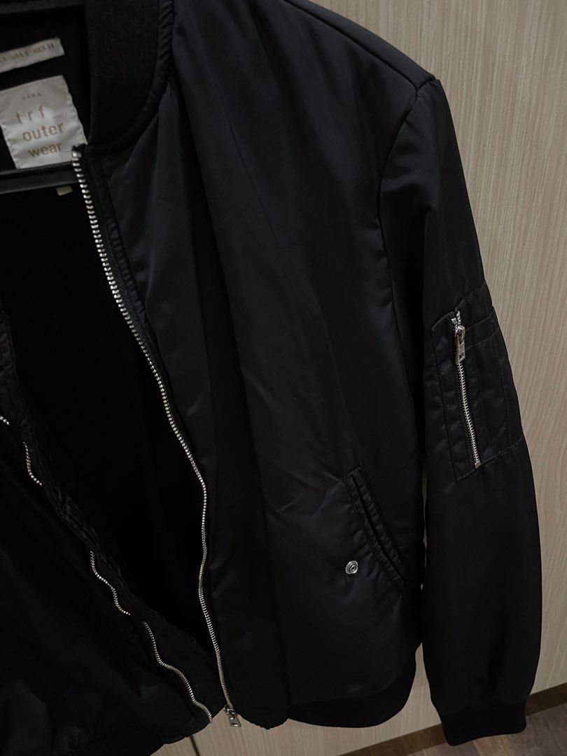 Zara black bomber jacket womens top