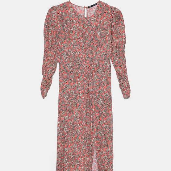 Zara Printed Draped Midi Dress on Carousell