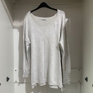 Zara Woman Longsleeve Button Sweater Top Gray Knit Atasan Baju