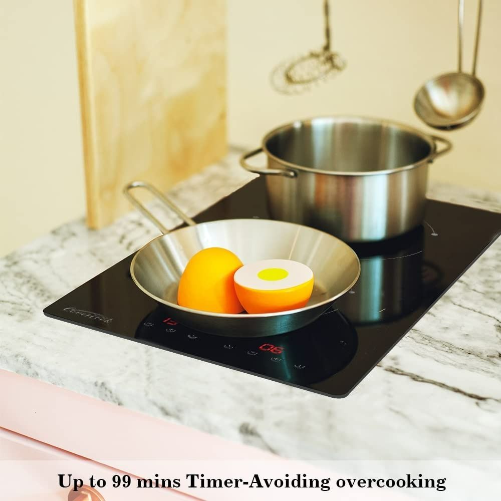 3634) COVERCOOK CERAMIC HOB 30CM, PLUG IN 2 ZONES ELECTRIC HOB, DOMINO