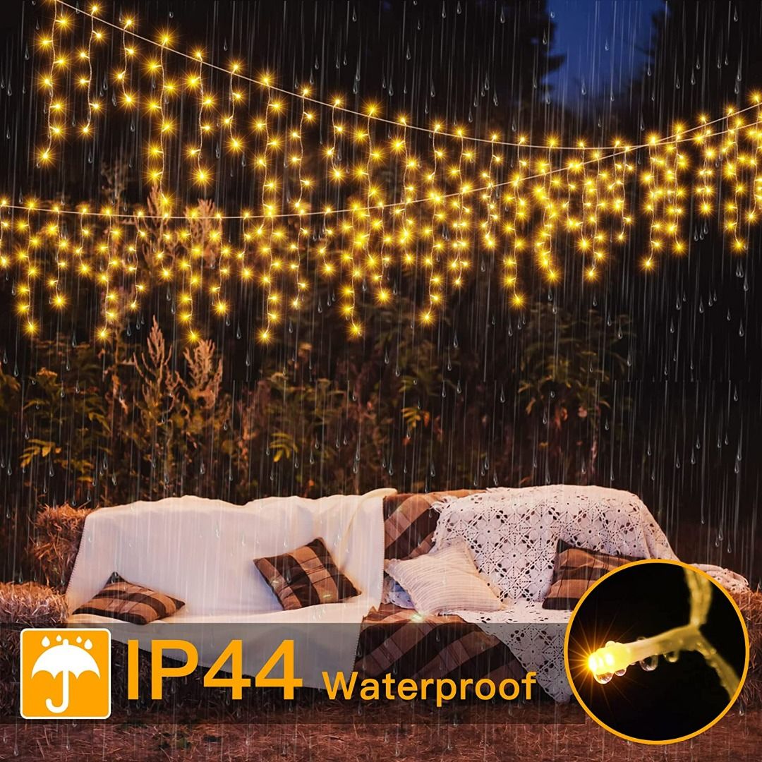 1pc Led Icicle String Light With Remote Control, Indoor & Outdoor