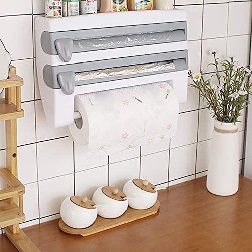 1pc Kitchen Paper Towel Holder, No-drilling Cabinet Roll Rack Organizer For  Cling Film, Dishcloth And Garbage Bag