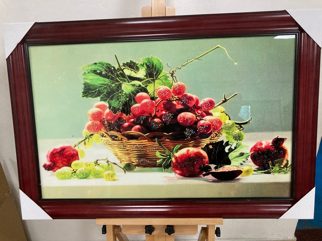 62x92cm Fruits Wall Frame w/ Diamond Design, Furniture & Home Living