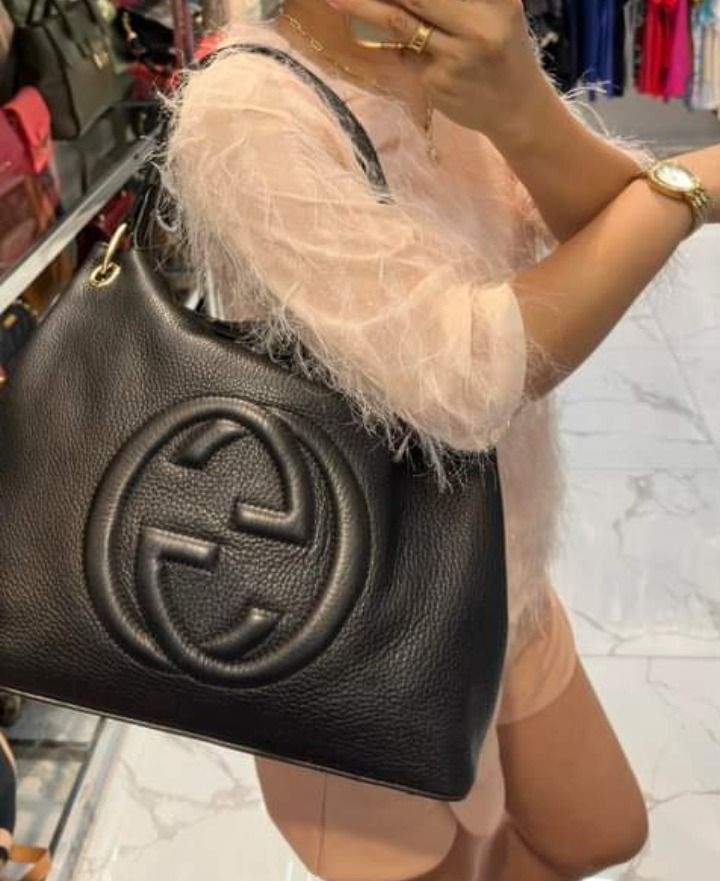 Gucci soho large leather hobo bag black discount
