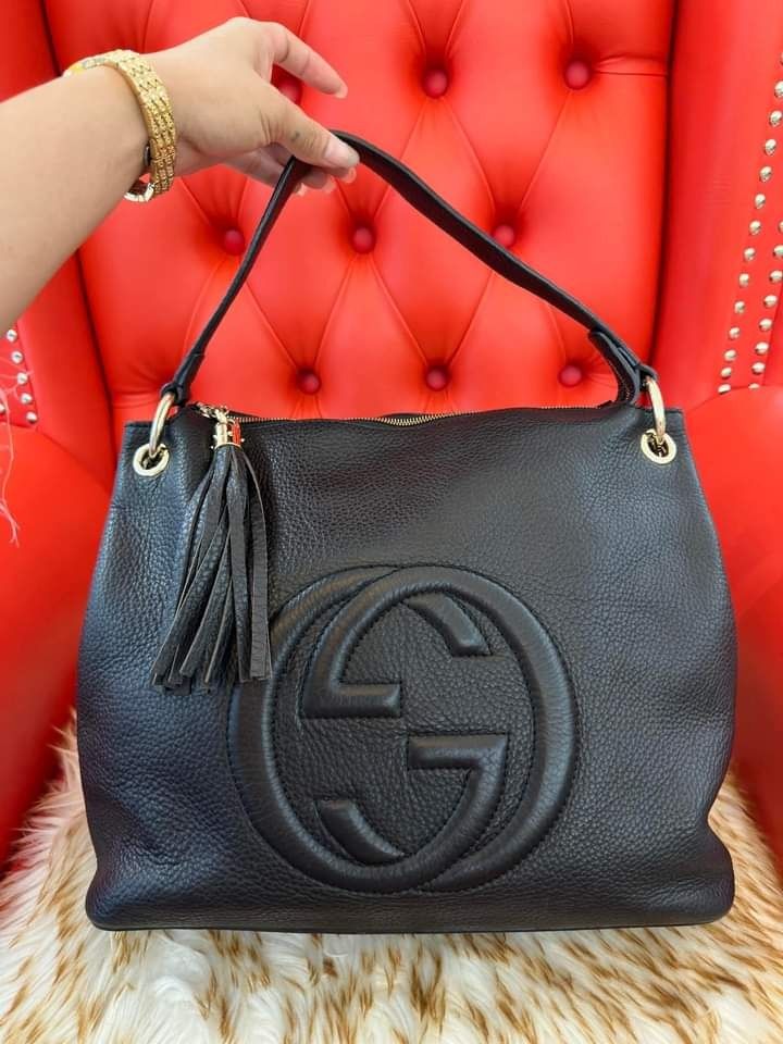Authentic GUCCI Black Leather SOHO Hobo Bag, Luxury, Bags & Wallets on  Carousell