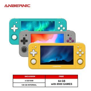 ANBERNIC RG505 Handheld Game Console 4.95 Inches 128GB Storage OLED Touch Screen 12 OS Portable Video Game Console with FREE 64GB SD Card