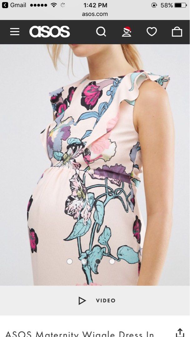 asos design maternity wiggle floral dress Size 4