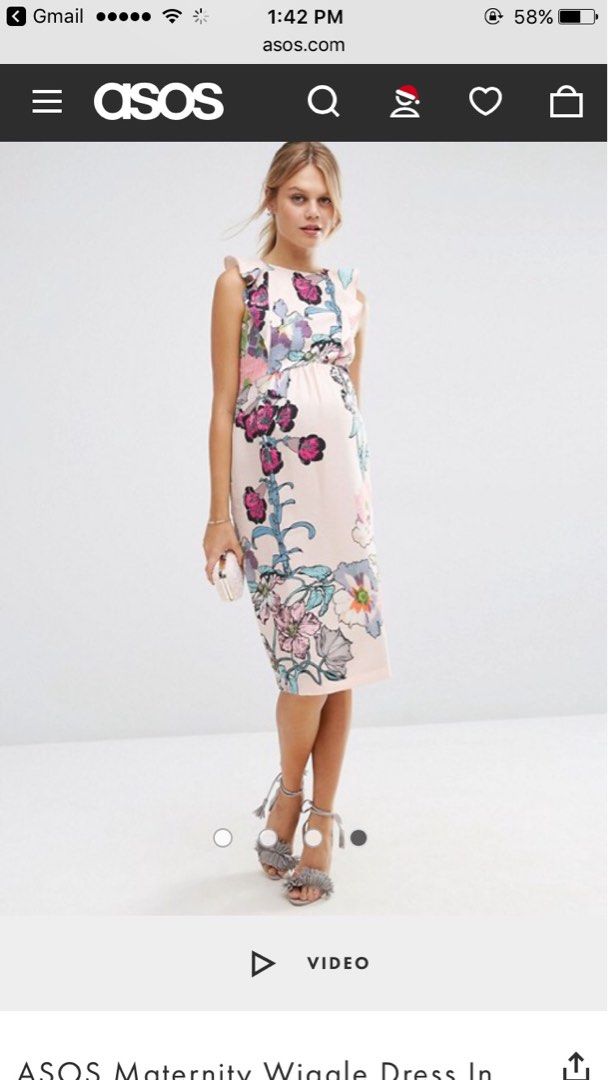 asos design maternity wiggle floral dress Size 4