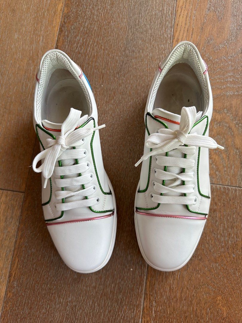 CHRISTIAN LOUBOUTIN: Vieria sneakers in leather and studs - White