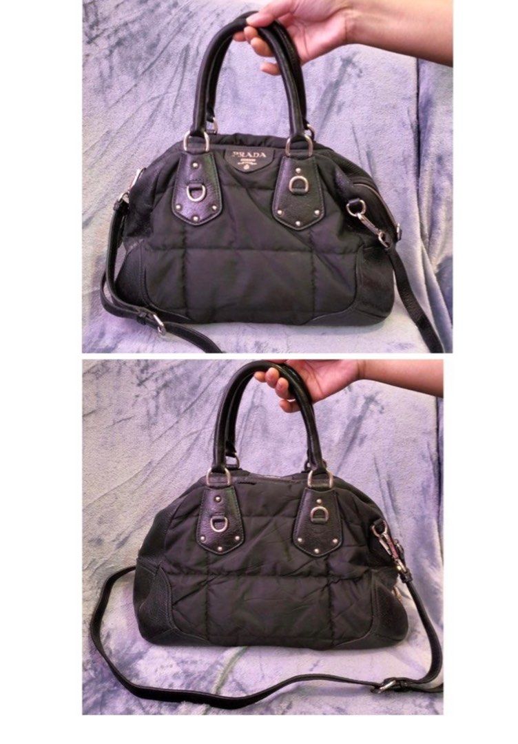 Authentic Two Way Prada Gauffre and Leather Bowler Bag (Category: Luxury Bags & Wallets) located in Rizal. Submitted by SummerPeaCloset (Listing ID 1230001007, Image 1). Description: Authentic Two Way Prada Gauffre and Leather Bowler Bag With long strap and padlock (without key) Reduced price from 24,500.
