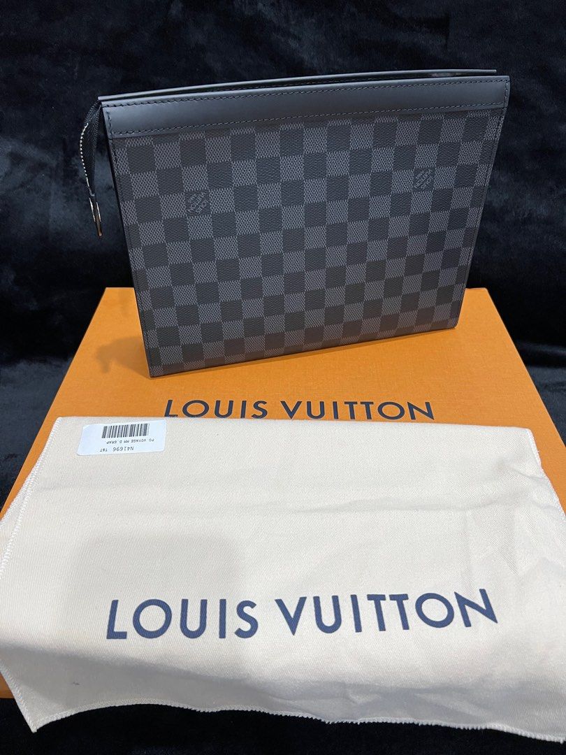 Authentic Louis Vuitton Pochette Voyage Damier Graphite GM Black