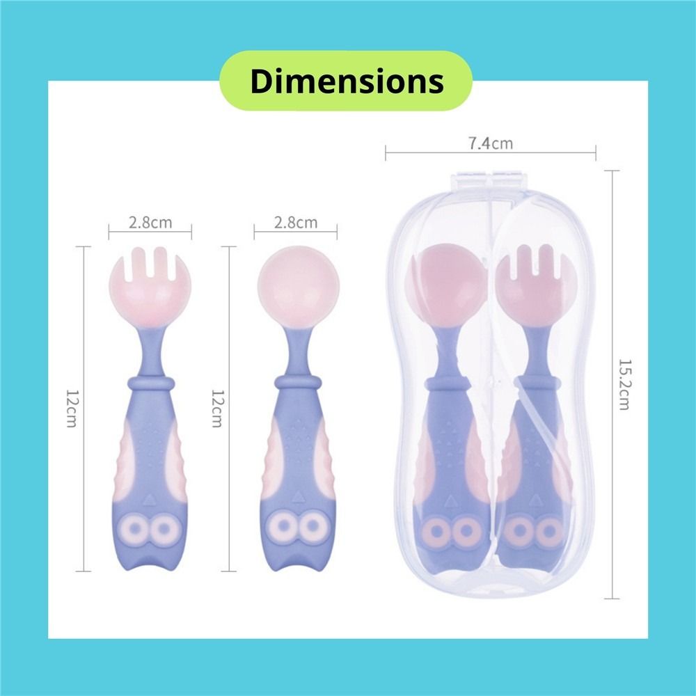 2pcs Baby Owl Detail Fork & Spoon For Daily Life