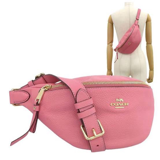 Pink coach sale belt bag