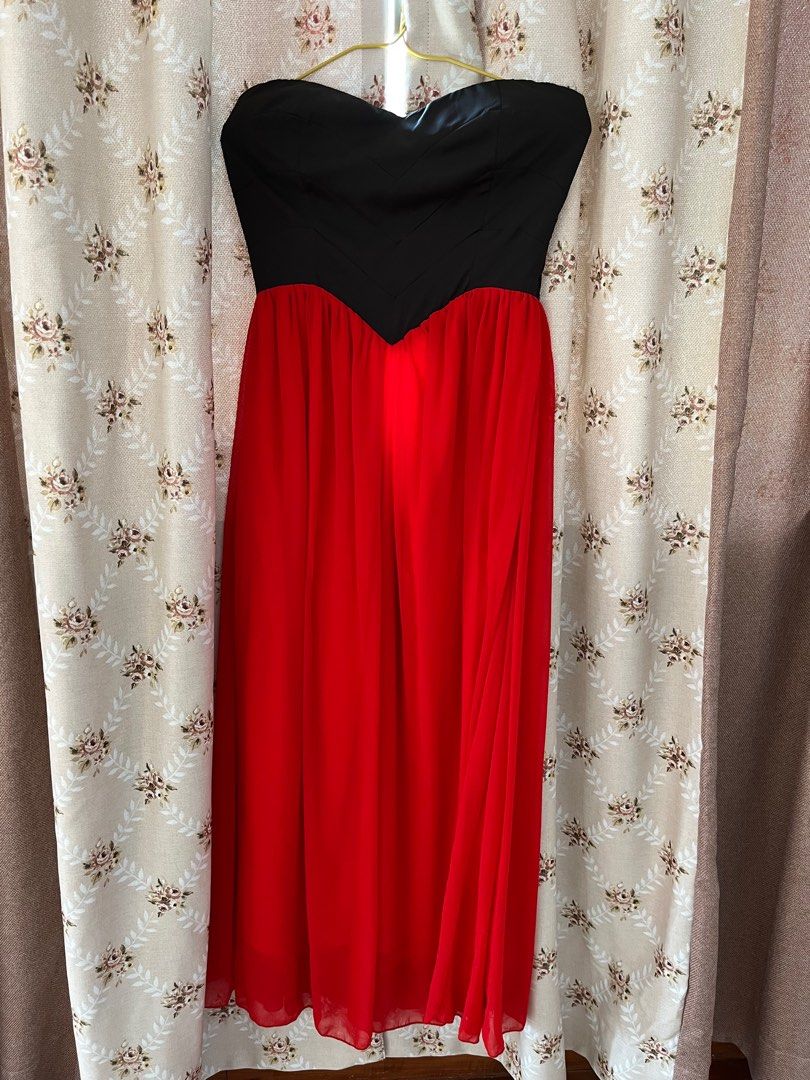 Black top red bottom dress online